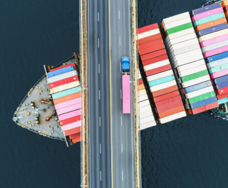 Aerial view of a cargo ship