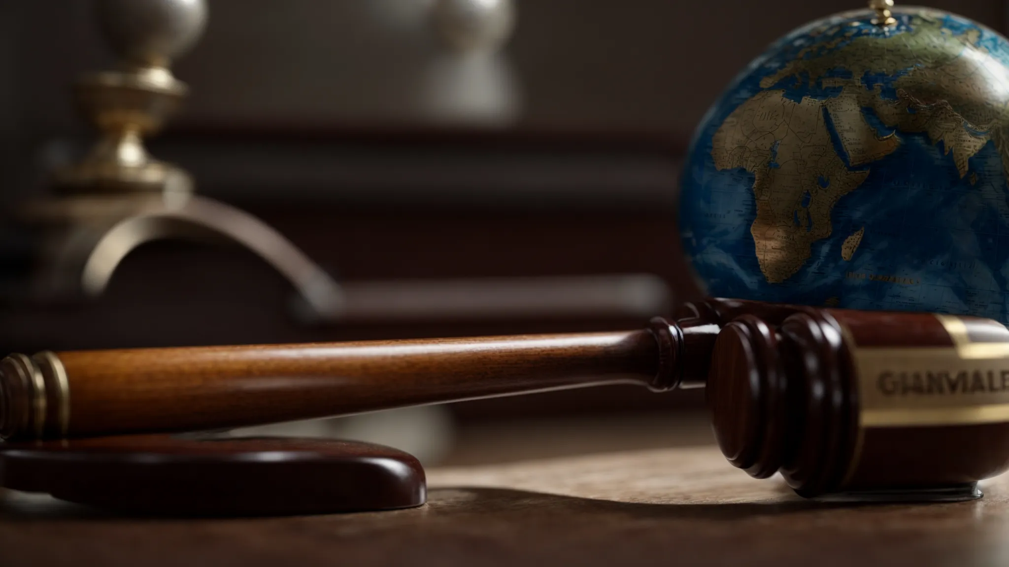 a gavel resting beside a globe, symbolizing international arbitration and the balance of power.