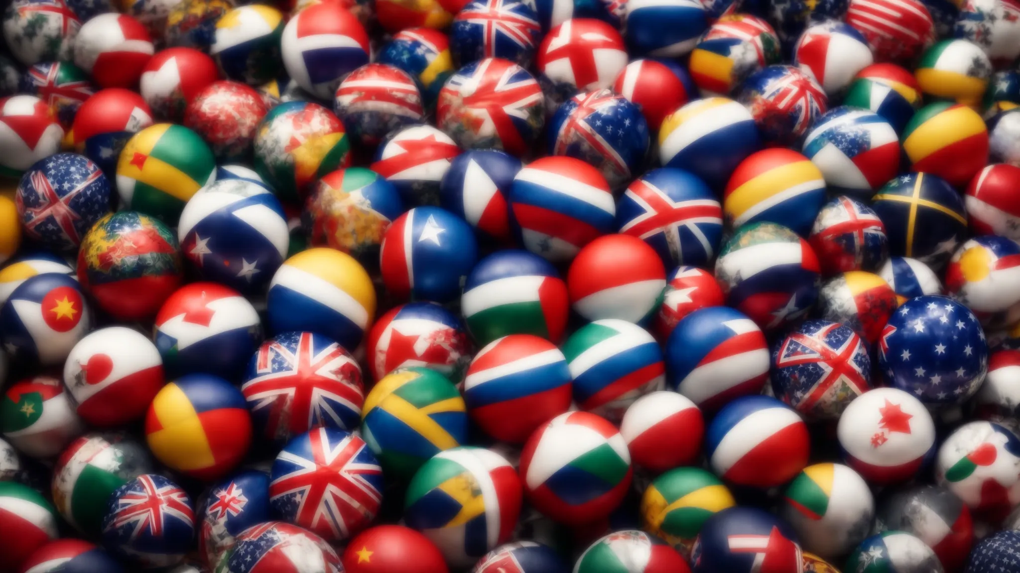 a globe surrounded by various national flags, symbolizing international cooperation and commerce.
