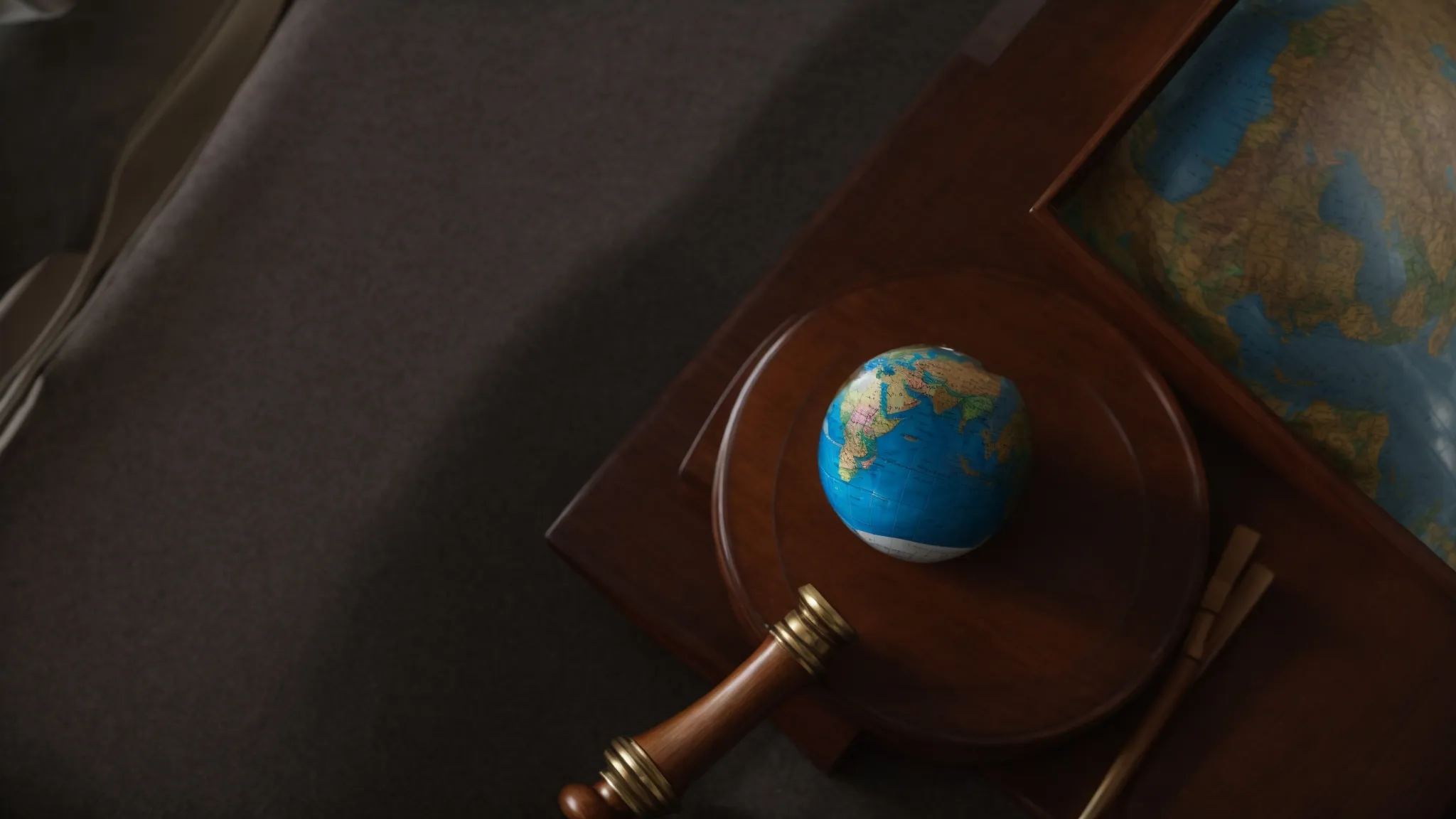 Gavel resting beside a globe highlighting South America, symbolizing international arbitration and investment treaty disputes in Ecuador.