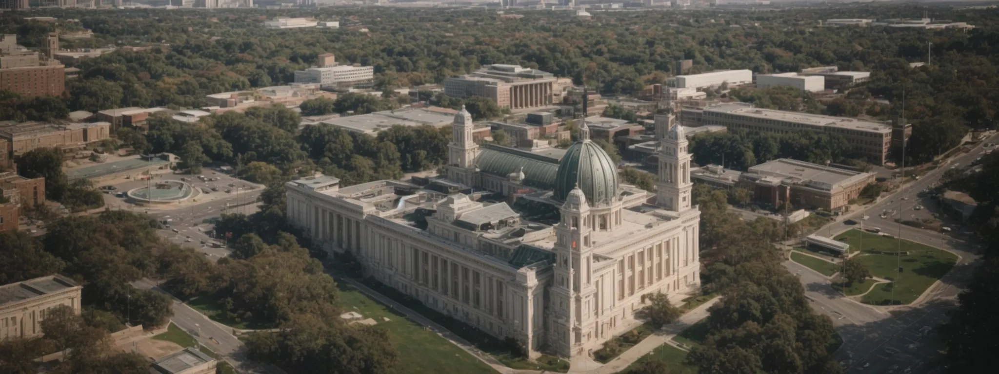 a large, imposing courthouse stands solemnly against the backdrop of a bustling city, embodying the complexities and authority of local legal systems.