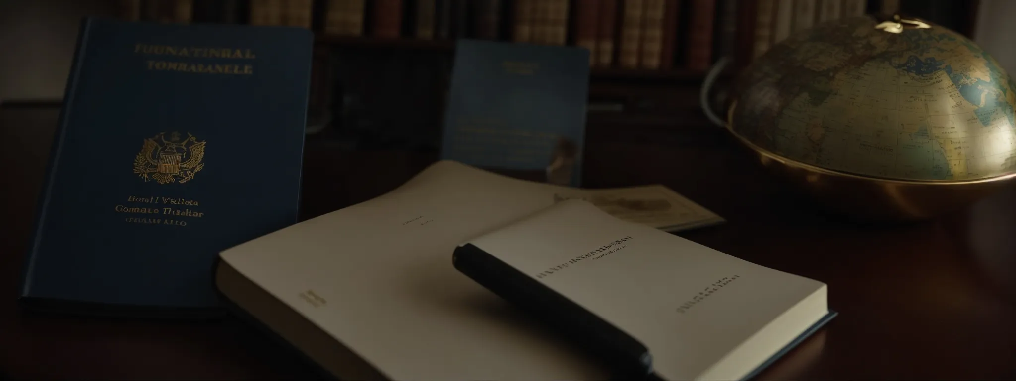 a voluminous tome lies open on a polished desk, next to a globe representing worldwide commerce, capturing the essence of international trade law and the pivotal role of the appellate body.