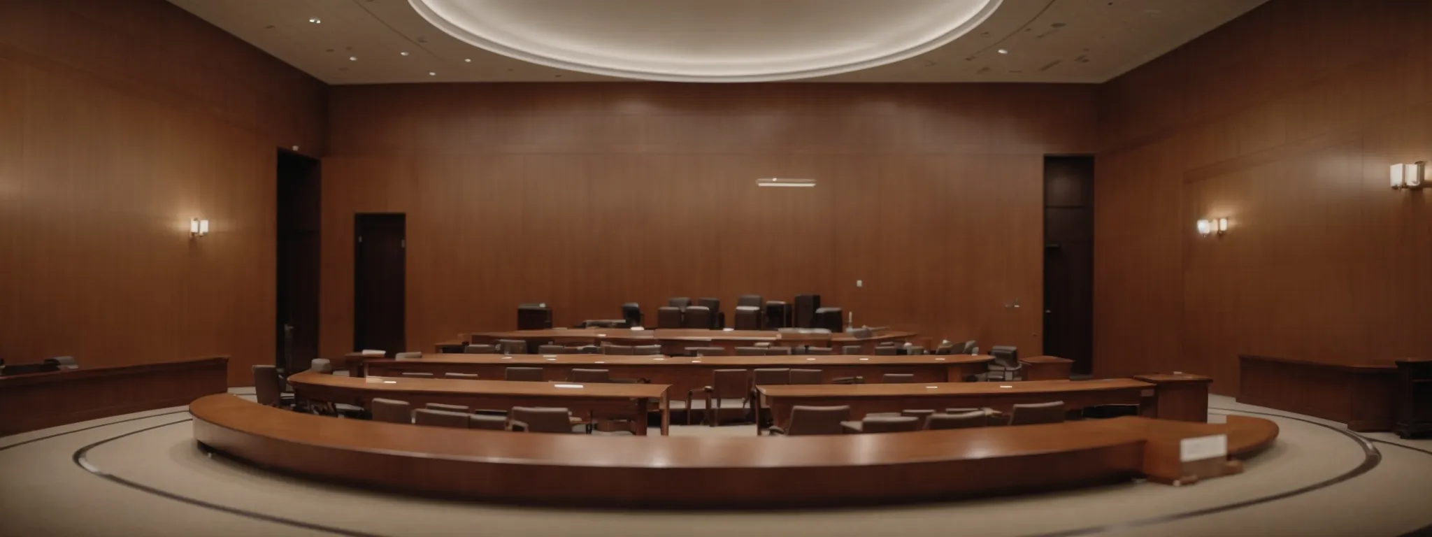 two pathways diverge in a grand courthouse, one leading to a simple, less crowded arbitration room and the other to a bustling courtroom, symbolizing the choice between arbitration and litigation.