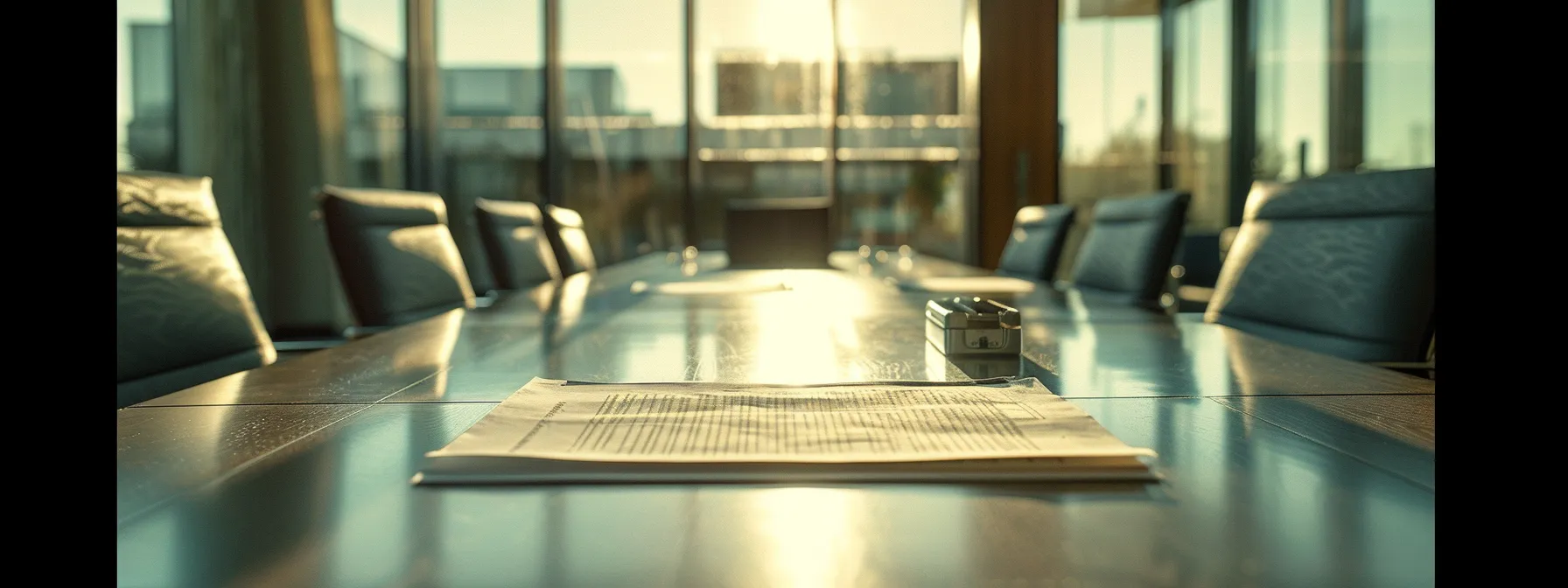 a modern boardroom set up with sleek furnishings and a large legal document open on the table, symbolizing the intricate legal framework governing provisional measures in icsid arbitration.