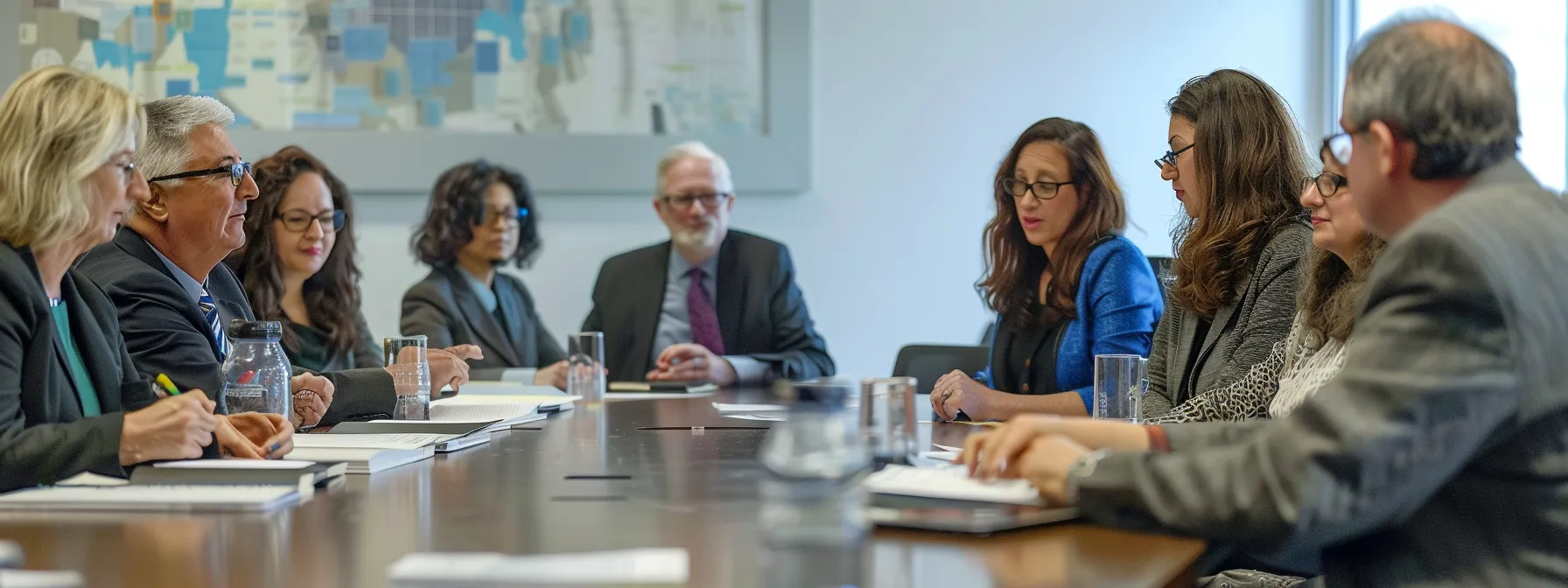 a diverse group of individuals gathered around a conference table, engaging in a lively discussion about purchase assignation agreements.