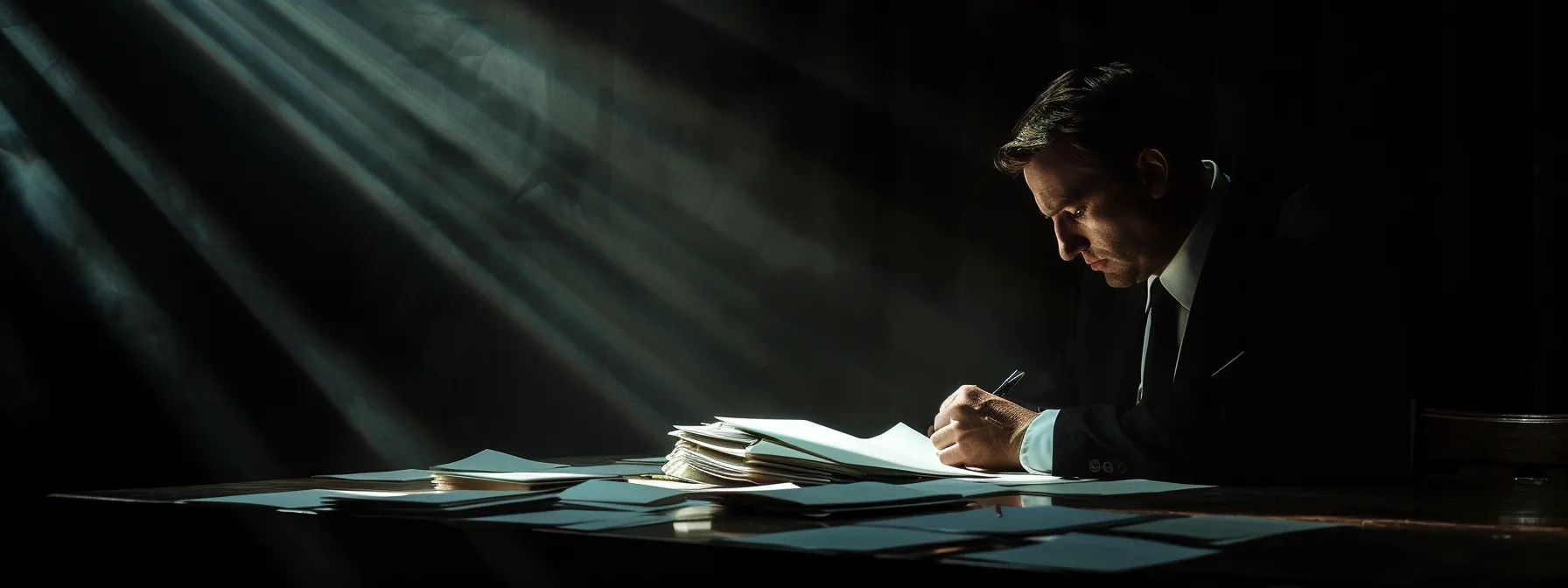 a businessman studying a stack of legal documents under a dramatic spotlight, surrounded by dark shadows, showcasing the importance of understanding regulatory frameworks for mining and oil investments. a businessman studying a stack of legal documents under a dramatic spotlight, surrounded by dark shadows, showcasing the importance of understanding regulatory frameworks for mining and oil investments.