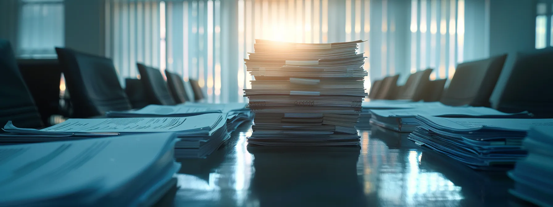 a business meeting table covered in stacks of meticulously drafted legal contracts, highlighting the importance of understanding solid business agreements.