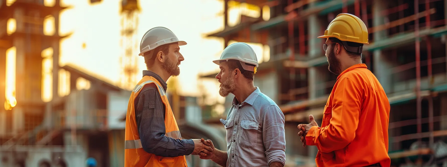 a heated discussion between international parties at a construction site over a complex contract, with language barriers and cultural differences adding to the tension. a heated discussion between international parties at a construction site over a complex contract, with language barriers and cultural differences adding to the tension.