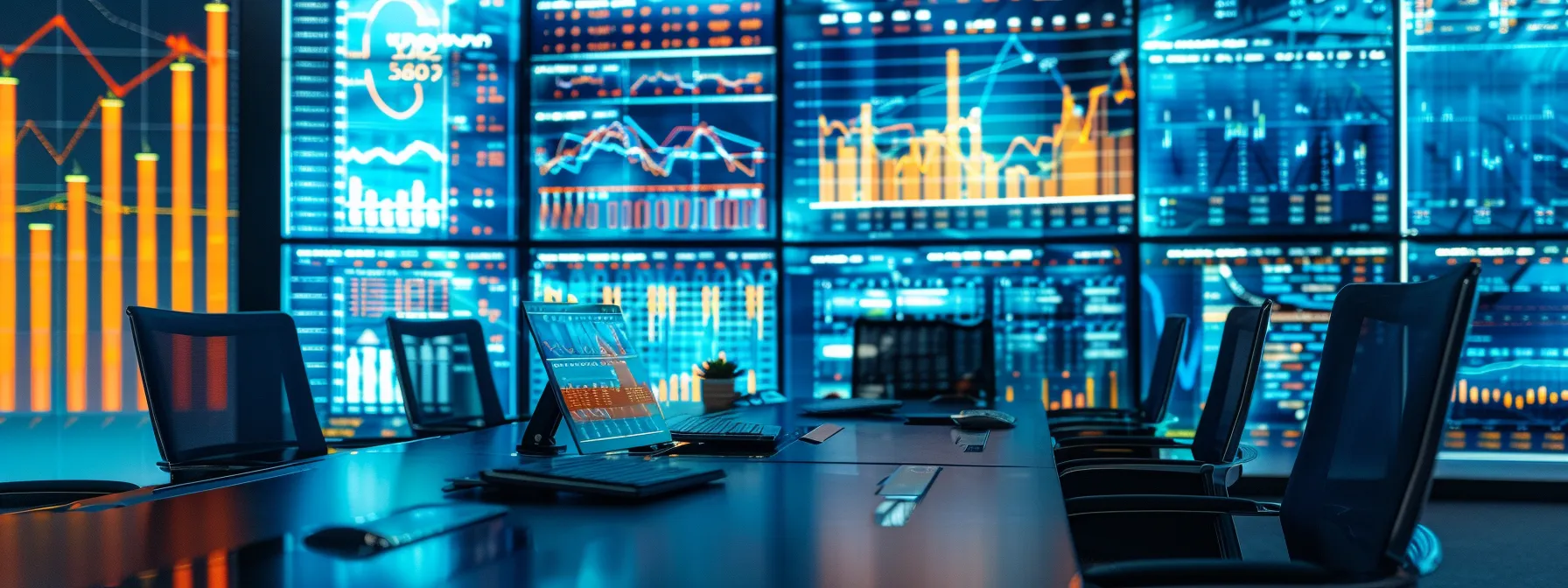 a high-tech arbitration room with sleek, modern design elements and advanced digital screens displaying global investment data. a high-tech arbitration room with sleek, modern design elements and advanced digital screens displaying global investment data.