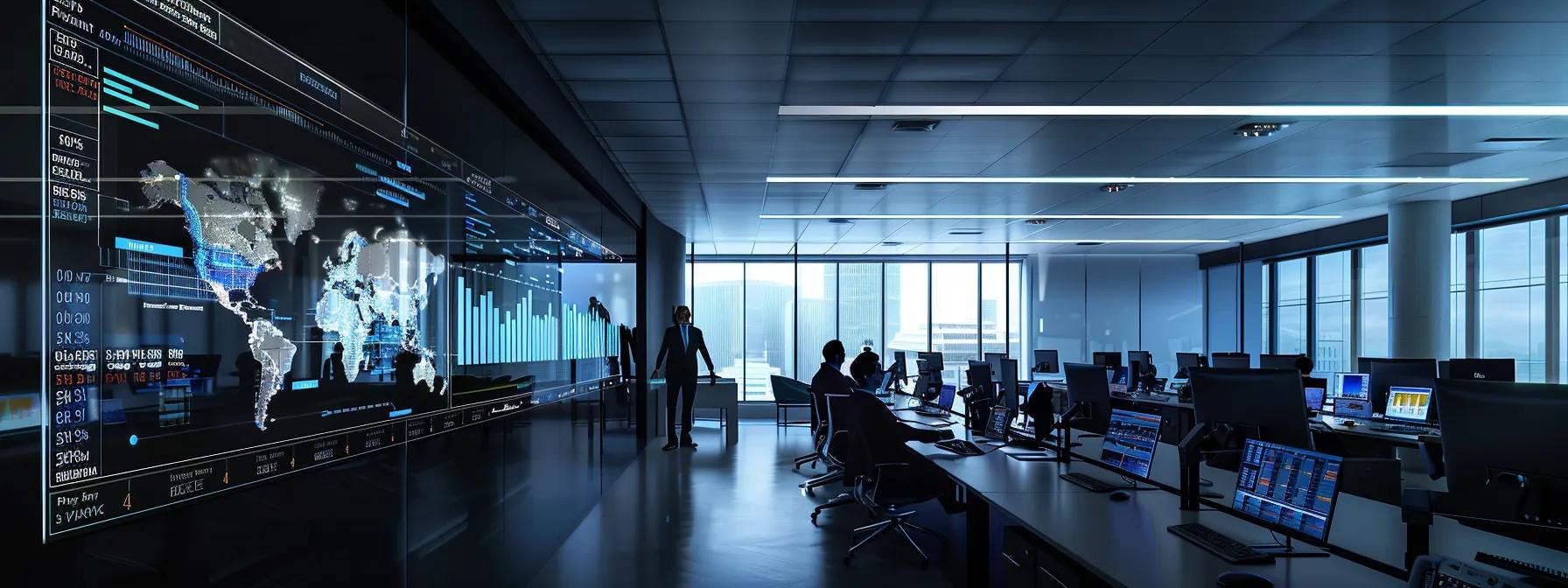 a sleek, modern office environment showcases a group of professionals engaged in a dynamic discussion around a digital dashboard displaying real-time compliance metrics, highlighting the importance of stringent cross-border investment protocols and legal oversight.