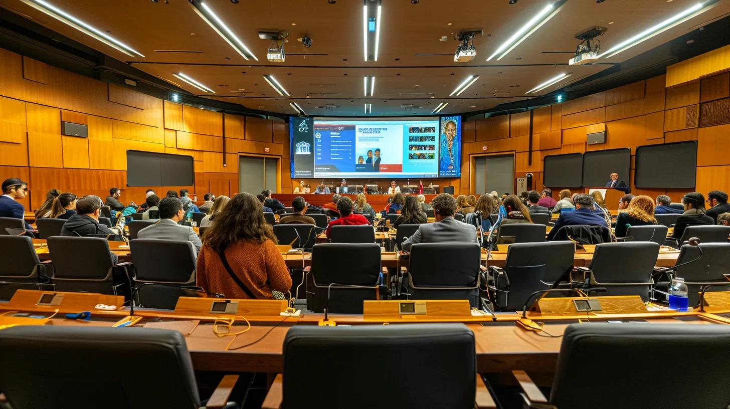 a modern conference room filled with a diverse group of legal experts engaged in an animated discussion over arbitration strategies, with digital screens displaying icdr guidelines in the background, highlighting the importance of effective dispute resolution practices.