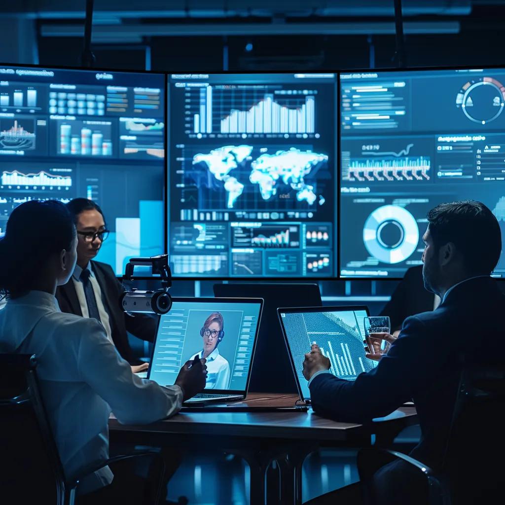Diverse professionals in a virtual arbitration meeting discussing digital asset disputes