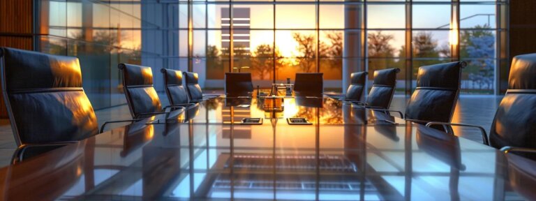 a sleek conference room featuring a polished table surrounded by modern chairs, displaying digitally illuminated renewable energy contract documents and legal textbooks, highlighting the intersection of international investment law and power purchase agreements.