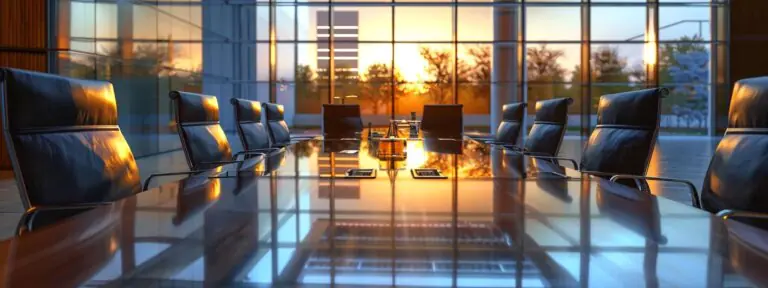 a sleek conference room featuring a polished table surrounded by modern chairs, displaying digitally illuminated renewable energy contract documents and legal textbooks, highlighting the intersection of international investment law and power purchase agreements.