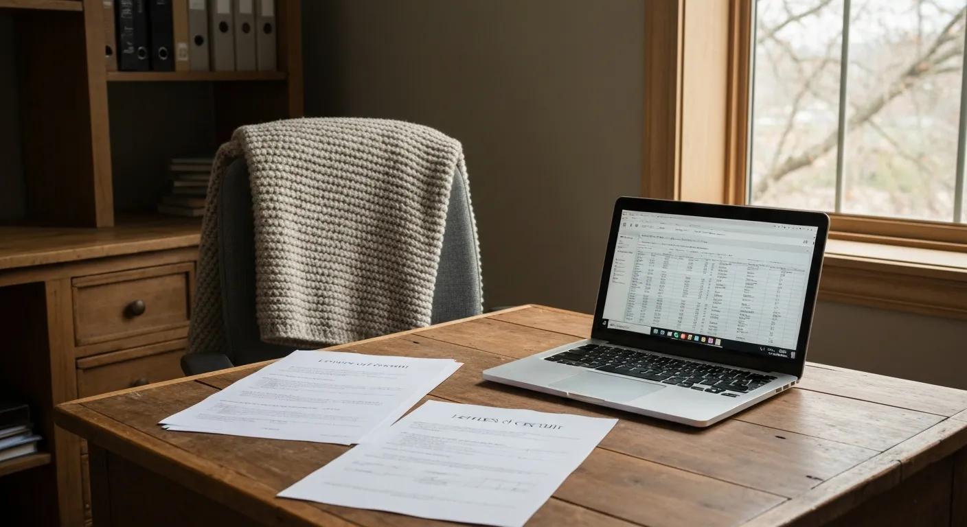Cozy workspace with documents and a laptop related to letters of credit
