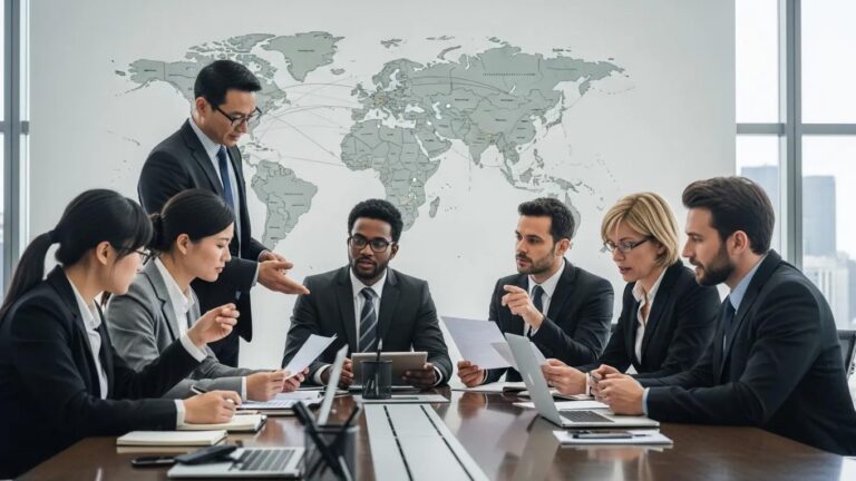 Diverse international investors collaborating on strategies related to the Fair and Equitable Treatment standard in investment law