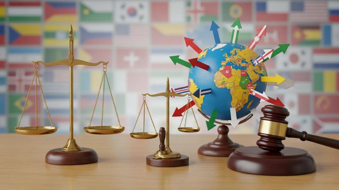 Globe with legal symbols illustrating the enforcement of arbitration awards globally