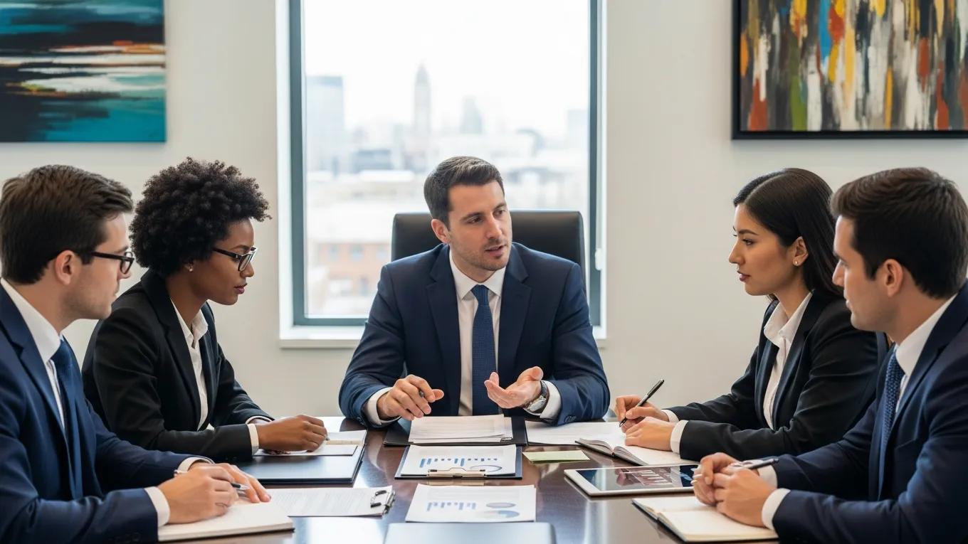 Professionals discussing dispute resolution mechanisms in investment treaties
