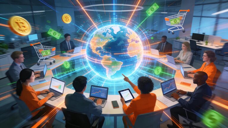 International e-commerce professionals collaborating globally on digital trade law