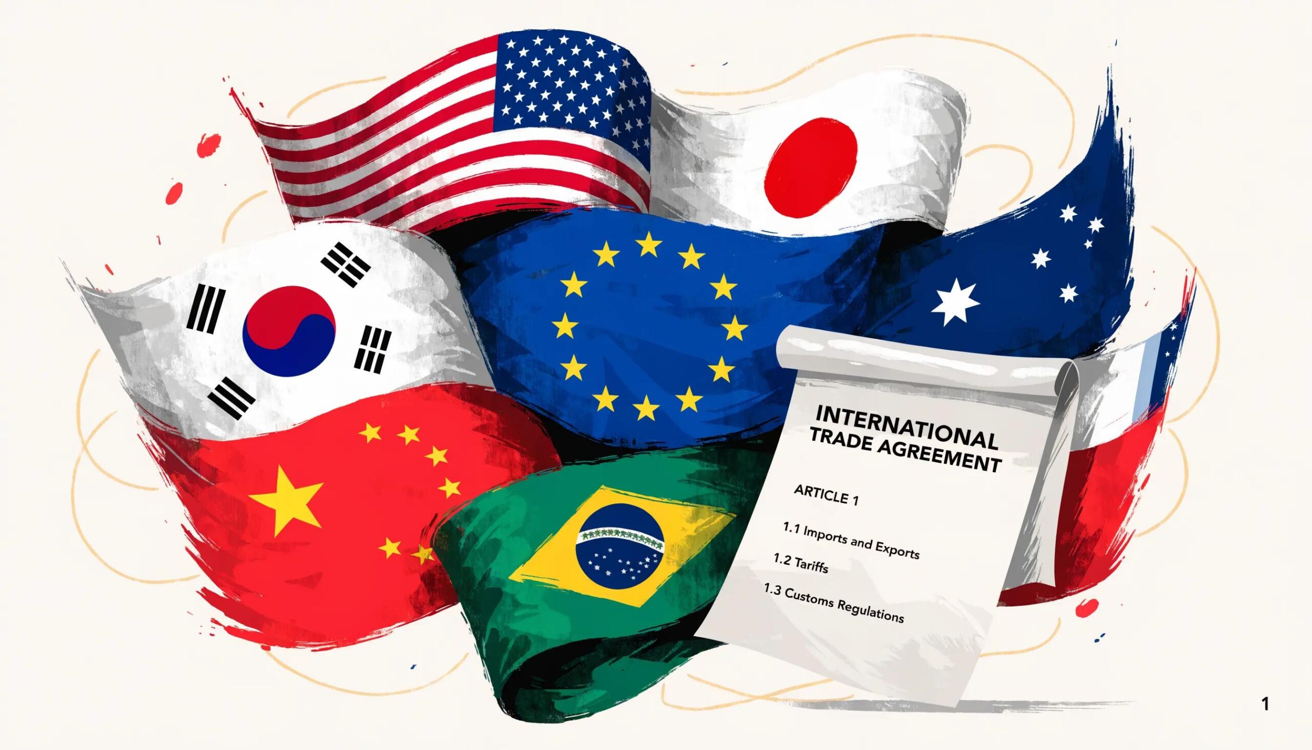 Visual representation of international trade agreements and legal frameworks