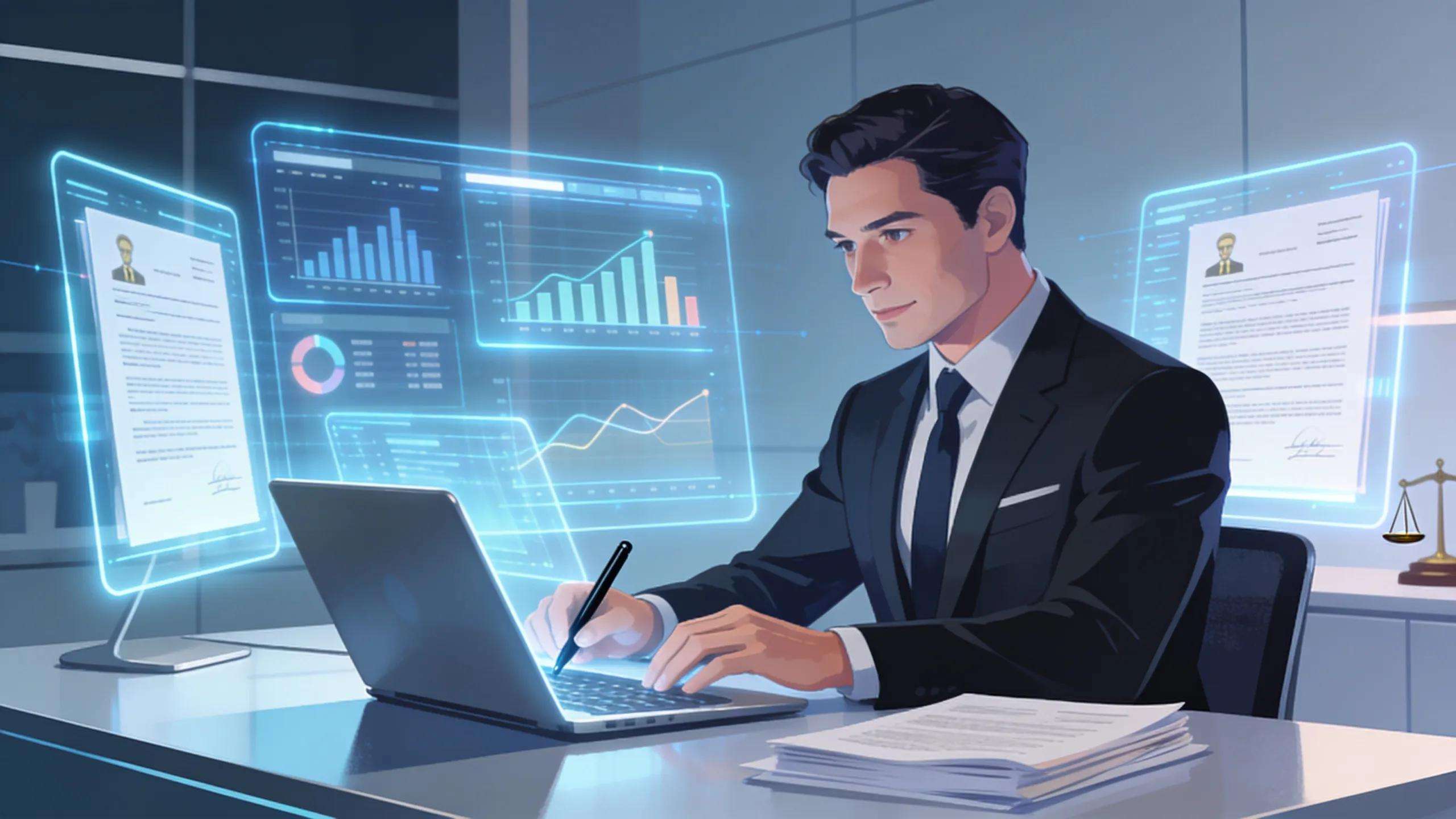 Legal expert using technology for effective case assessment practices
