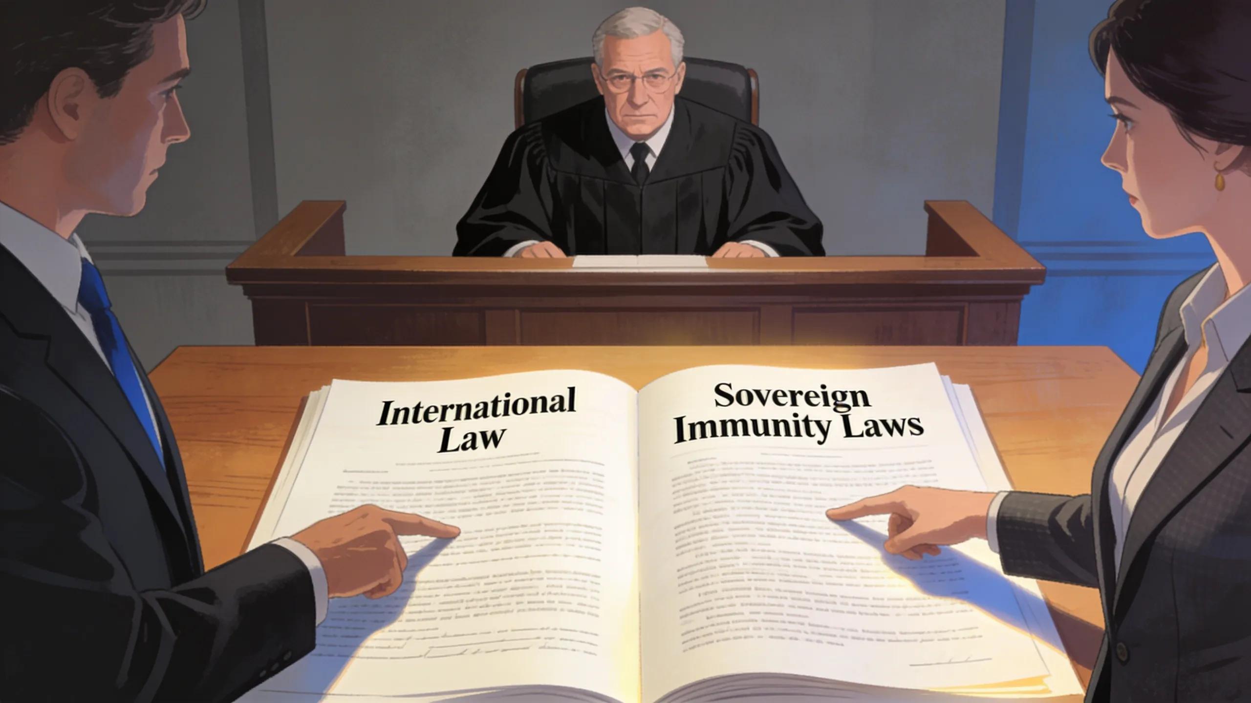 Courtroom scene highlighting the complexities of legal challenges related to sovereign immunity