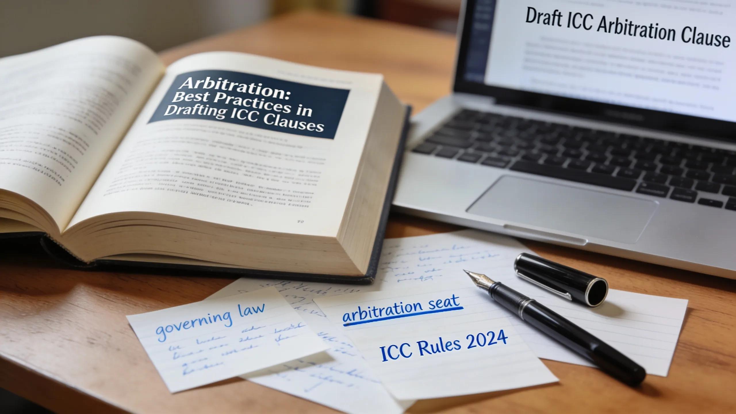Open legal textbook discussing best practices for ICC arbitration clauses